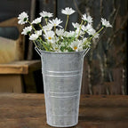12 Inch High Galvanized Bucket Vase w/Handle 4Pcs White Metal Vases, alternate view 2
