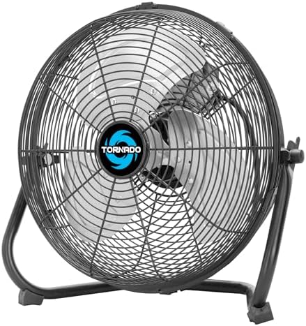 12 Inch High Velocity Cooling Floor Fan, 3-Speed Industrial Powerful Metal Floor Fan for Commercial and Home