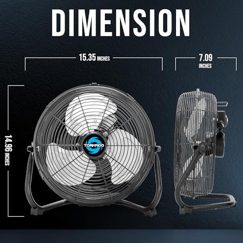 12 Inch High Velocity Cooling Floor Fan, 3-Speed Industrial Powerful Metal Floor Fan for Commercial and Home, alternate view