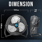 12 Inch High Velocity Cooling Floor Fan, 3-Speed Industrial Powerful Metal Floor Fan for Commercial and Home, alternate view