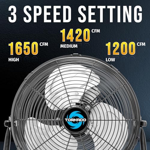 12 Inch High Velocity Cooling Floor Fan, 3-Speed Industrial Powerful Metal Floor Fan for Commercial and Home, alternate view