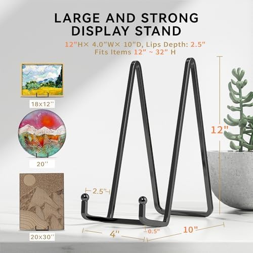 12 Inch Large Plate Stands for Display - Metal Picture Frame Easel Stands for Plates, Books, Platters, Plaques, alternate