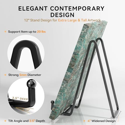 12 Inch Large Plate Stands for Display - Metal Picture Frame Easel Stands for Plates, Books, Platters, Plaques, alternate