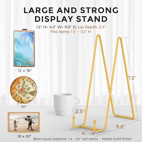 12 Inch Large Plate Stands/holder for Display - Metal Picture Frame Holder Stand + Small Easels for Platter, alternate view 2