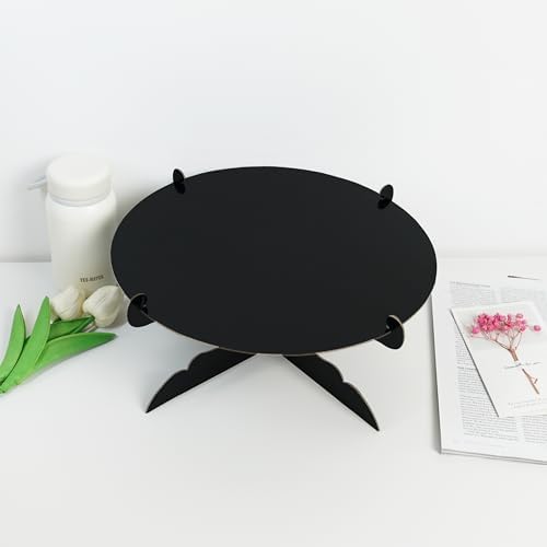 12 inch One Tier Cardboard Cake Stand, Black Cupcake Stand for Birthday Wedding DIY Dessert Decoration in Black, alternate