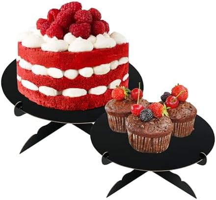 12 inch One Tier Cardboard Cake Stand, Black Cupcake Stand for Birthday Wedding DIY Dessert Decoration in Black, alternate