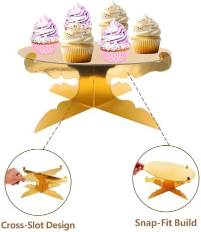 12 inch One Tier Cardboard Cupcake Stands & Cake Stands for Party (1, Gold) in Gold, alternate view 4