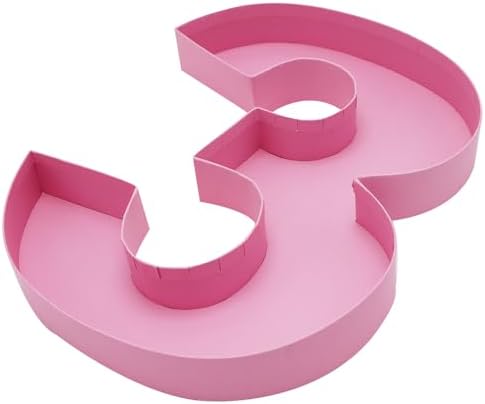 12 inch Paper Mache Number fillable Cardboard Sweet Charcuteire Birthday Treat Serving Tray (Pink, Number 3) in, alternate
