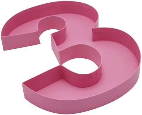 12 inch Paper Mache Number fillable Cardboard Sweet Charcuteire Birthday Treat Serving Tray (Pink, Number 3) in, alternate