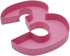 12 inch Paper Mache Number fillable Cardboard Sweet Charcuteire Birthday Treat Serving Tray (Pink, Number 3) in, alternate