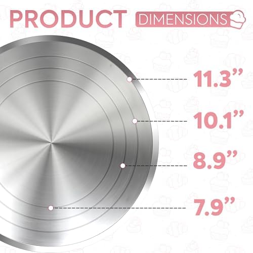 12 Inch Pink Aluminum Alloy Revolving Cake Stand for Cake Decorating in Pink, alternate view 5