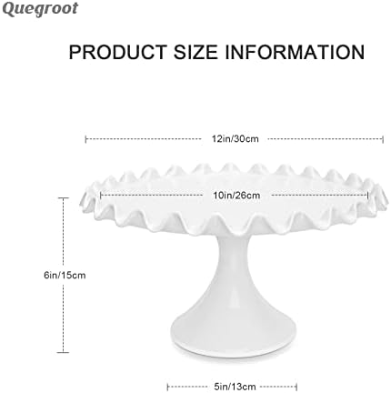 12-Inch Porcelain Round Cake Stand - White Dessert Stand for Wedding, Birthday Party in White, alternate view 3