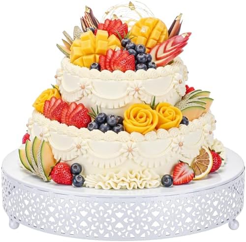 12 Inch Round Wedding Cake Stand for Cupcakes & Desserts, White in White
