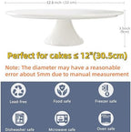 12 Inch Round White Ceramic Cake Stand, Decorative Cupcake Stand, Dessert Display Plates for Snacks and Cookies, alternate