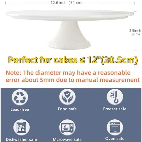 12 Inch Round White Ceramic Cake Stand, Decorative Cupcake Stand, Dessert Display Plates for Snacks and Cookies, alternate