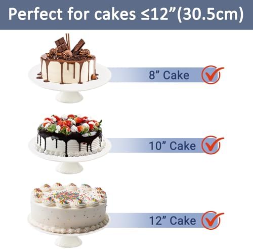 12 Inch Round White Ceramic Cake Stand, Decorative Cupcake Stand, Dessert Display Plates for Snacks and Cookies, alternate