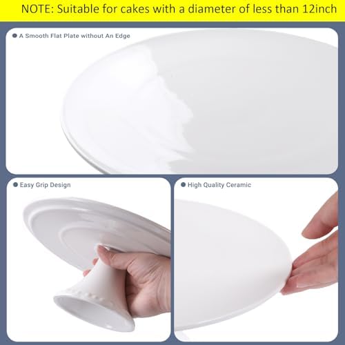 12 Inch Round White Ceramic Cake Stand, Decorative Cupcake Stand, Dessert Display Plates for Snacks and Cookies, alternate