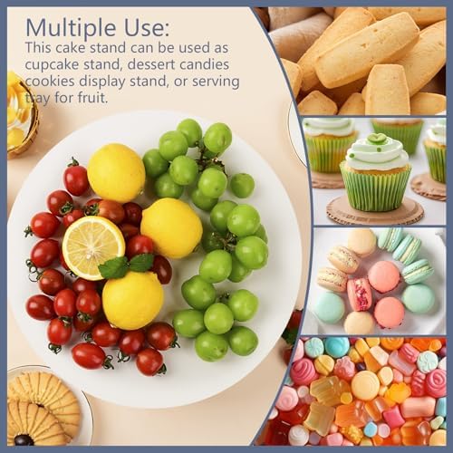 12 Inch Round White Ceramic Cake Stand, Decorative Cupcake Stand, Dessert Display Plates for Snacks and Cookies, alternate