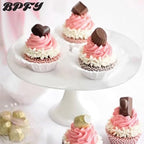 12 Inch Round White Ceramic Cake Stand, Decorative Cupcake Stand, Dessert Display Plates for Snacks and Cookies, alternate