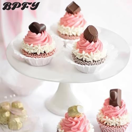 12 Inch Round White Ceramic Cake Stand, Decorative Cupcake Stand, Dessert Display Plates for Snacks and Cookies, alternate