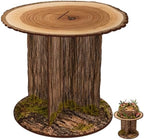 12 Inch Rustic Faux Tree Stump and Moss Riser for Display Stand in Brown, Green