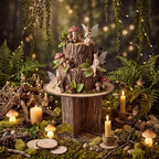 12 Inch Rustic Faux Tree Stump and Moss Riser for Display Stand in Brown, Green, alternate view 2