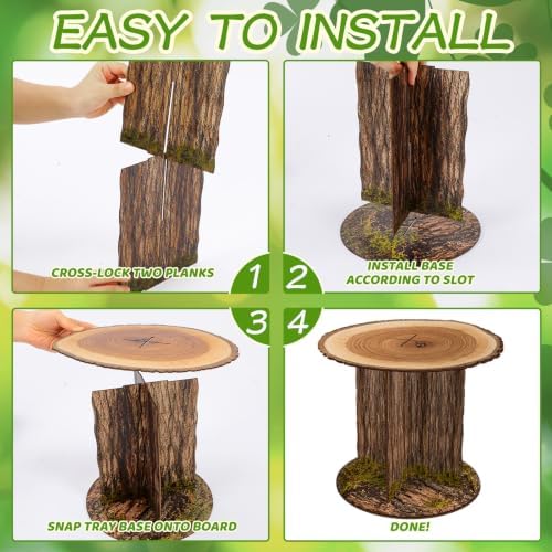 12 Inch Rustic Faux Tree Stump and Moss Riser for Display Stand in Brown, Green, alternate view 4