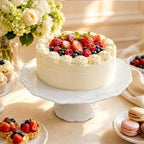 12 Inch White Embossed Lace Ceramic Cake Stand Round Relief Dessert Display Plate for Birthday Wedding Tea Party, alternate