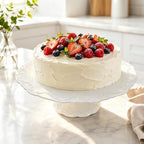 12 Inch White Embossed Lace Ceramic Cake Stand Round Relief Dessert Display Plate for Birthday Wedding Tea Party, alternate