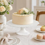12 Inch White Embossed Lace Ceramic Cake Stand Round Relief Dessert Display Plate for Birthday Wedding Tea Party, alternate