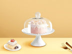 12 Inches White Porcelain Cake Stand-Cupcake Stand with Glass Dome in White, alternate view 5