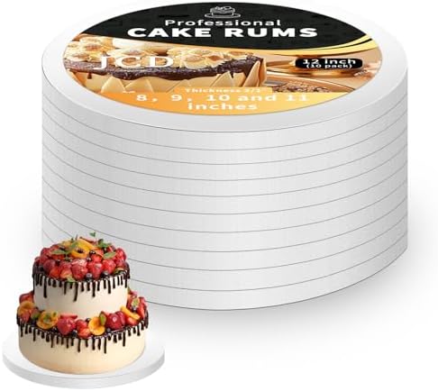 12 Inches White Round Sturdy Cake Board Drums for Displaying Cakes, 1/2 Inch Thick Decorating Supplies White