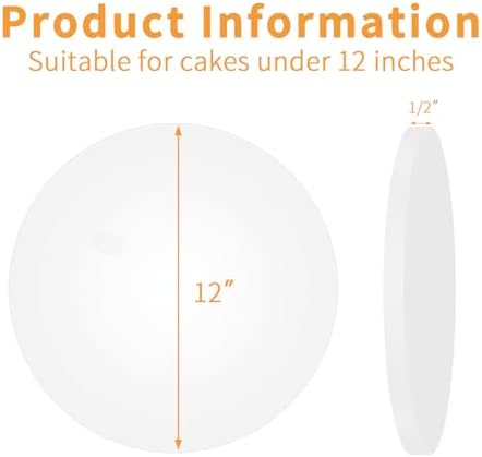 12 Inches White Round Sturdy Cake Board Drums for Displaying Cakes, 1/2 Inch Thick Decorating Supplies White, alternate view