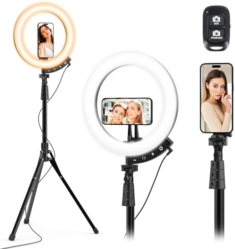 12'' LED Ring Light with 62'' Tripod Stand and Magnetic Phone Holder, Selfie Ring Light for Video Recording