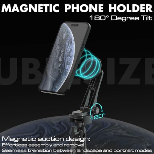 12'' LED Ring Light with 62'' Tripod Stand and Magnetic Phone Holder, Selfie Ring Light for Video Recording, alternate view 2