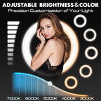 12'' LED Ring Light with 62'' Tripod Stand and Magnetic Phone Holder, Selfie Ring Light for Video Recording, alternate view 4