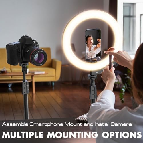12'' LED Ring Light with 62'' Tripod Stand and Magnetic Phone Holder, Selfie Ring Light for Video Recording, alternate view 6