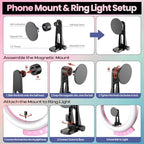 12'' LED Ring Light with 62'' Tripod Stand and Magnetic Phone Holder, Selfie Ring Light for Video Recording, alternate view 3