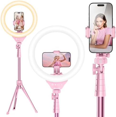 12'' LED Ring Light with 62'' Tripod Stand, Selfie Ring Light for Video Recording, Live Streaming, TikTok &