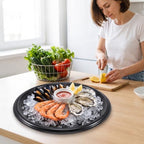 12 Pack 12" Serving Trays with Lids, Plastic Party Platters, Catering Trays in 12" in Black, Clear, alternate view 2