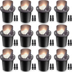 12-Pack 12W 3000K LED Low Voltage Landscape Well Lights, Shield Top