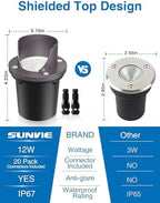 12-Pack 12W 3000K LED Low Voltage Landscape Well Lights, Shield Top, alternate view 2