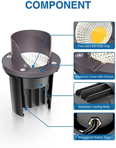 12-Pack 12W 3000K LED Low Voltage Landscape Well Lights, Shield Top, alternate view 3