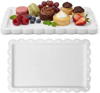 12 Pack 14.6 x 9.4 Inches Disposable Serving Platters Rectangle White Plastic Serving Trays Reusable BPA Free