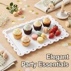 12 Pack 14.6 x 9.4 Inches Disposable Serving Platters Rectangle White Plastic Serving Trays Reusable BPA Free, alternate view