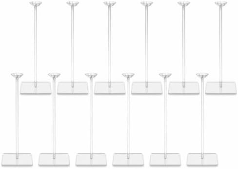 12 Pack 15.75 Inch Clear Acrylic Balloon Stand Kit for Table Centerpieces in Clear