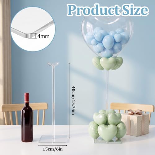 12 Pack 15.75 Inch Clear Acrylic Balloon Stand Kit for Table Centerpieces in Clear, alternate view 3