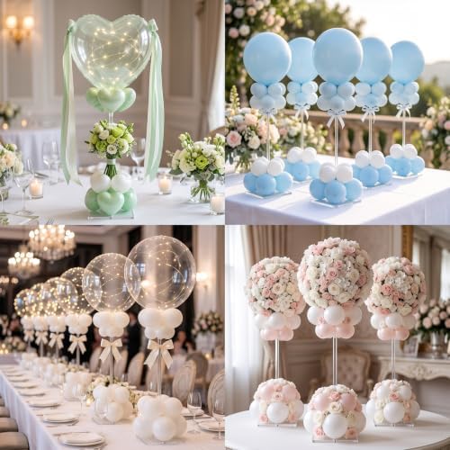 12 Pack 15.75 Inch Clear Acrylic Balloon Stand Kit for Table Centerpieces in Clear, alternate view 7
