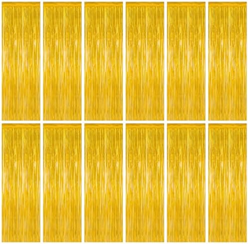 12 Pack 2026 Graduation Decorations, 3.28 FT x 7.05 FT Gold Backdrop Curtains, Metallic Class of 2026 Backdrop