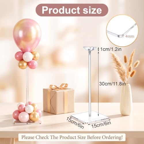 12 Pack 23.6" Clear Acrylic Balloon Stand Sticks Holder Kits With Base in Clear, alternate view 3